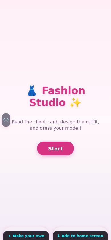Screenshot of Fashion Studio showing a model dressed per a client request with garment and color choices
