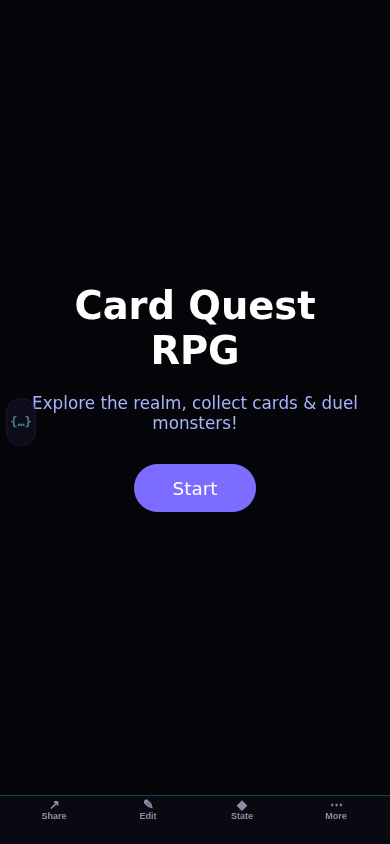 Screenshot of Card Quest RPG showing a card battle against a monster with energy and HP bars