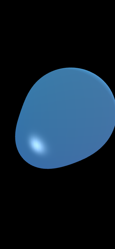 Screenshot of Blobby showing a glowing blue 3D blob on a black background