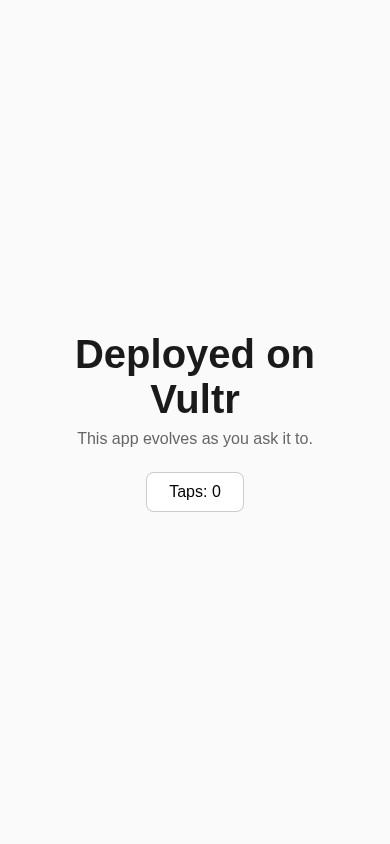 Screenshot of Page Title Heading Deployed showing a button labeled Taps: 0