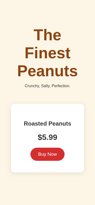 Screenshot of Premium Peanut Landing showing a roasted peanuts product with a buy button